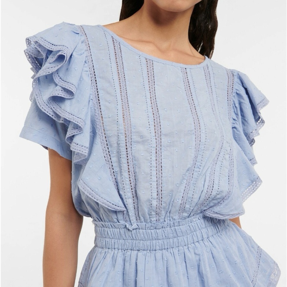 LoveShackFancy Light Blue Ruffled Mini Dress worn once - Picture 8 of 11